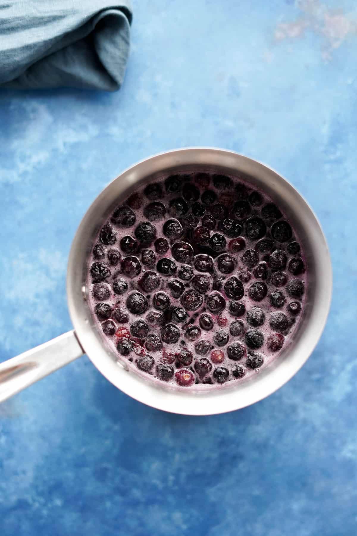 step 3 in making blueberry simple syrup: allow the mixture to cool.
