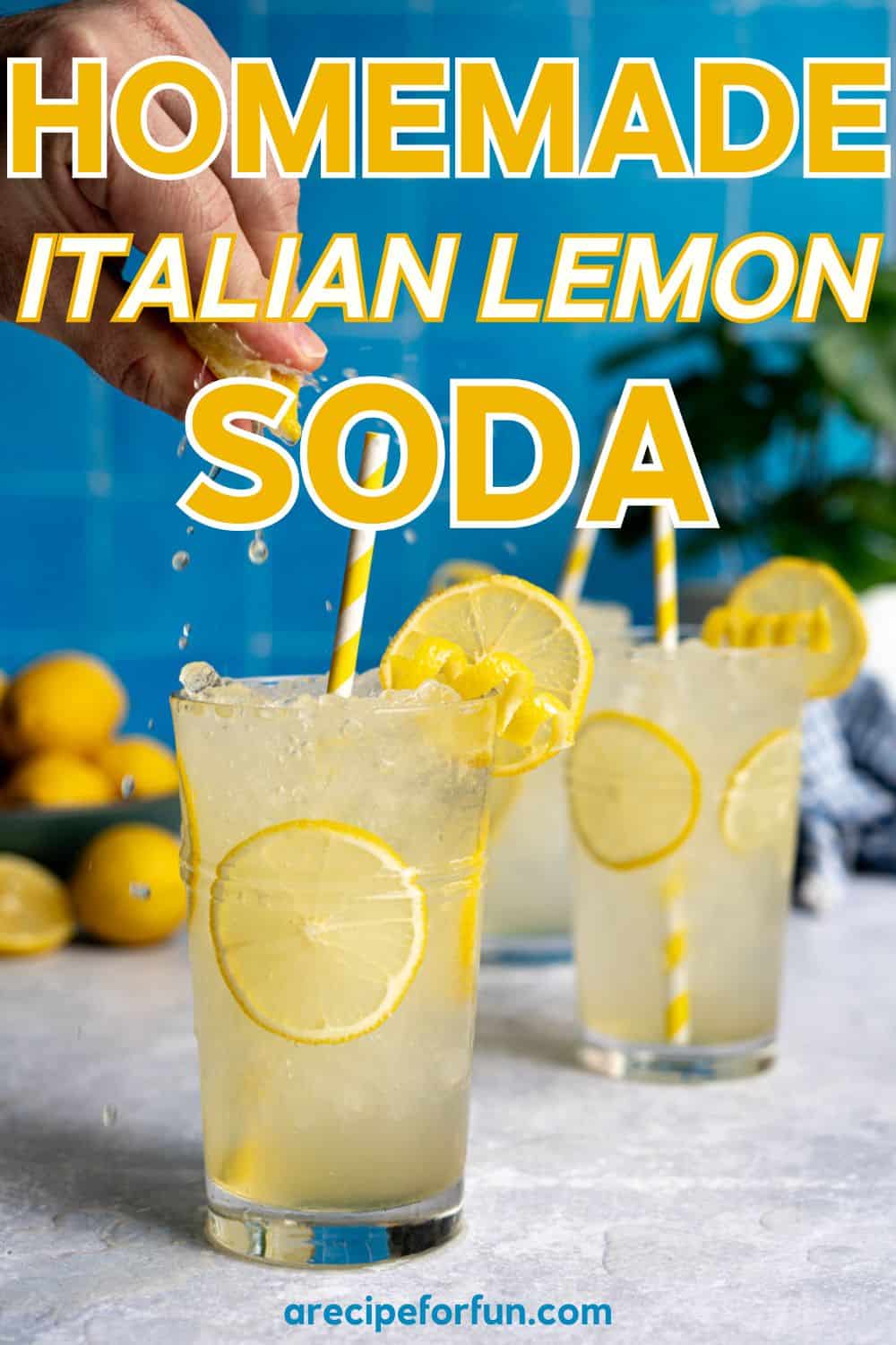 Pinterest Pin for Italian Lemon Soda (limonata).
