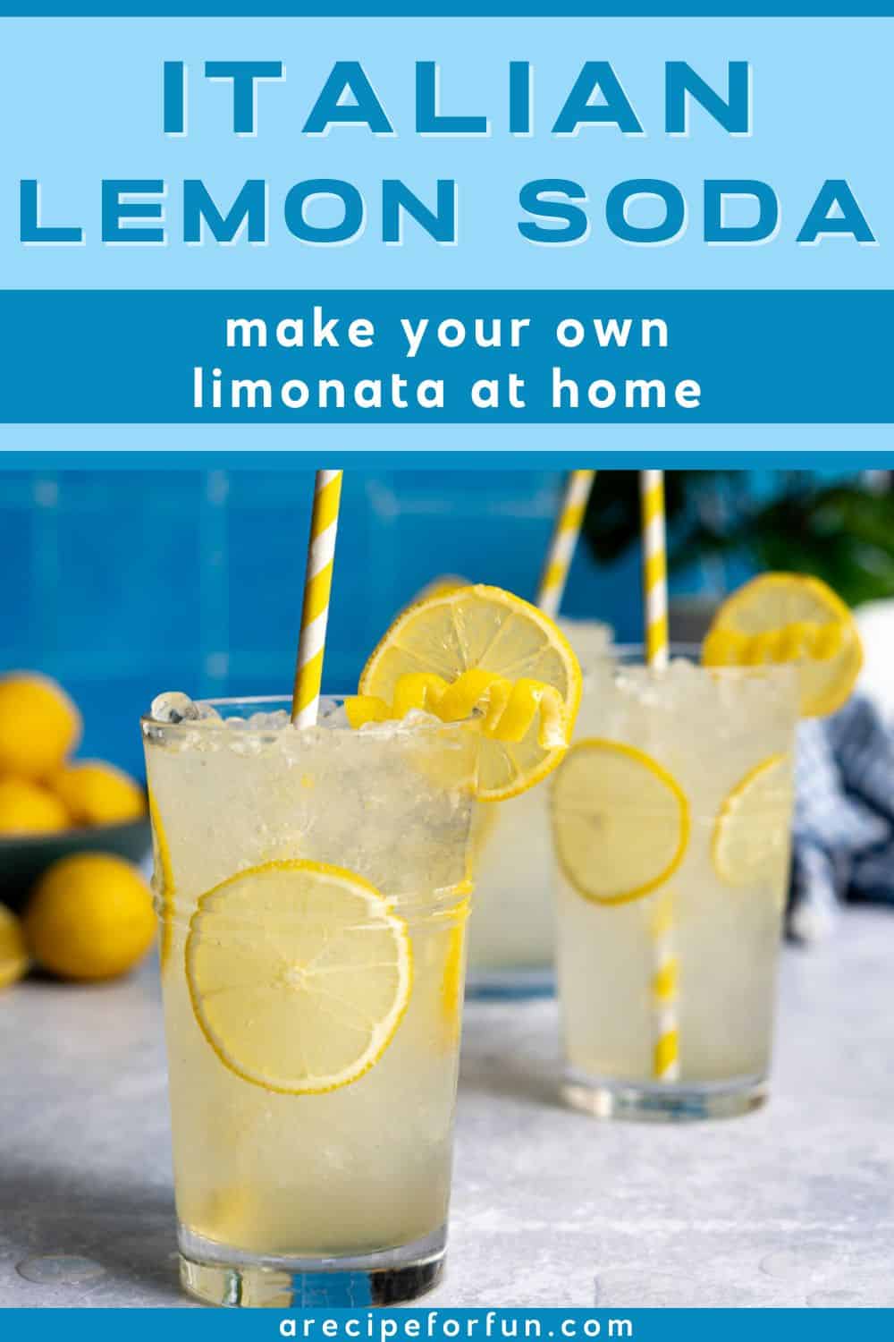 Pinterest Pin for Italian Lemon Soda (limonata).