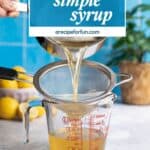 Pinterest Pin for a post about a recipe for Lemon Simple Syrup.