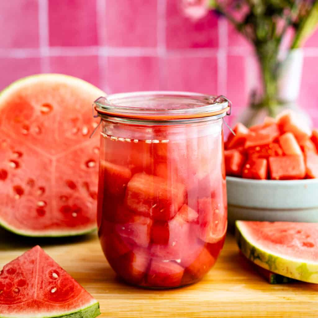 Feature Image for watermelon infused tequila.