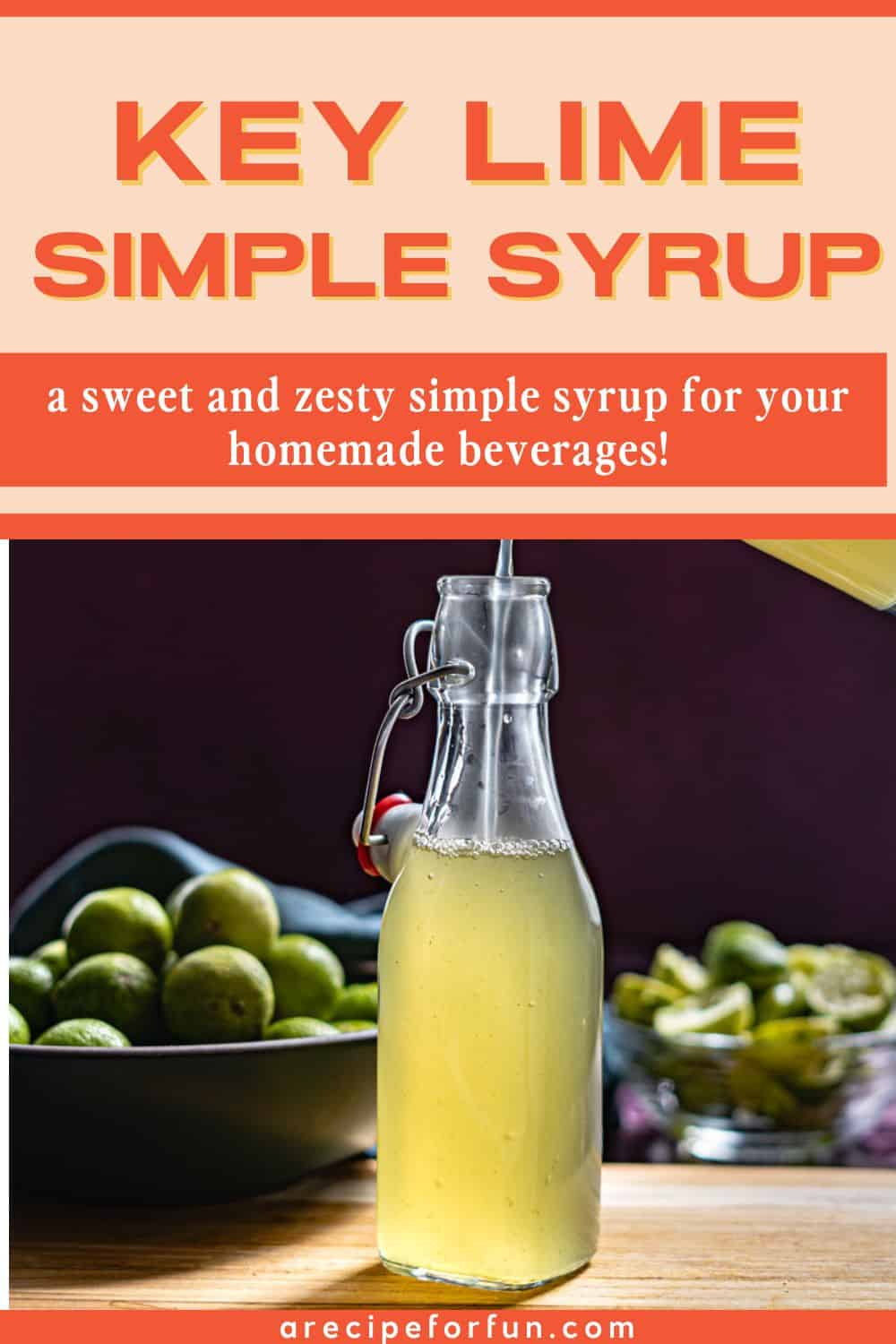 Pinterest Pin for a post about a recipe for a key lime simple syrup.