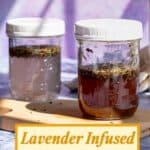 Pinterest Pin for a post about a recipe for a homemade lavender infused vodka.